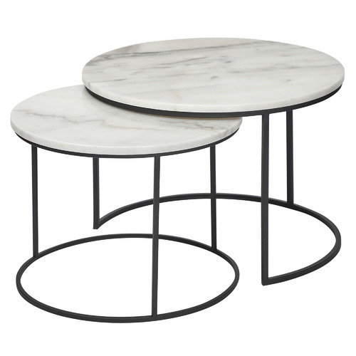 Maddison Lane 2 Piece Courtney Marble Nesting Coffee Table Set | Temple ...