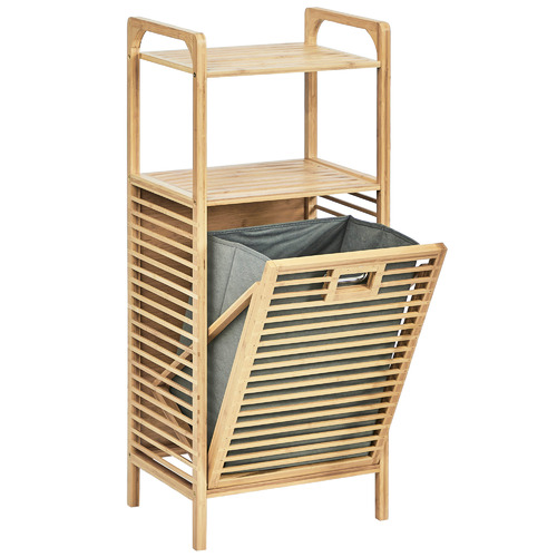 Maddison Lane Grey & Natural Bamboo Laundry Rack With Hamper | Temple ...