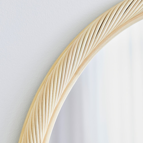 Emmy Arched Rattan Floor Mirror
