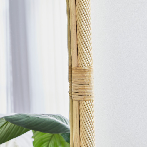 Emmy Arched Rattan Floor Mirror