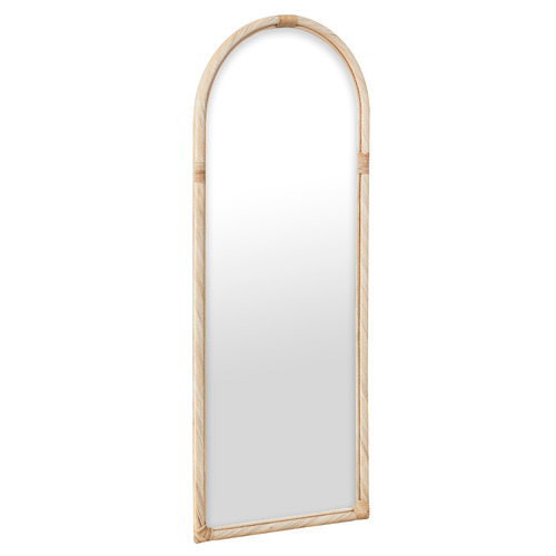 Emmy Arched Rattan Floor Mirror