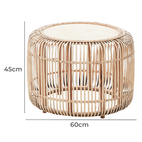 2 Piece Casper Bamboo & Rattan Coffee Tables Set