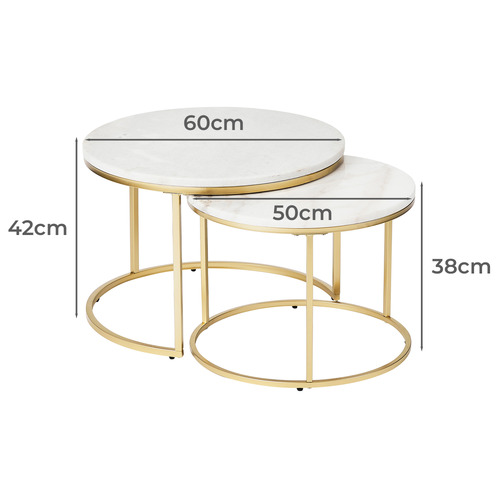 Maddison Lane 2 Piece Courtney Marble Nesting Coffee Table Set | Temple ...