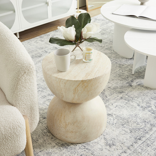 Rosendal Travertine-Look Side Table
