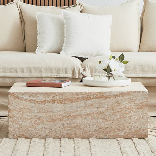 Maddison Lane Penelope TravertineLook Coffee Table Temple & Webster