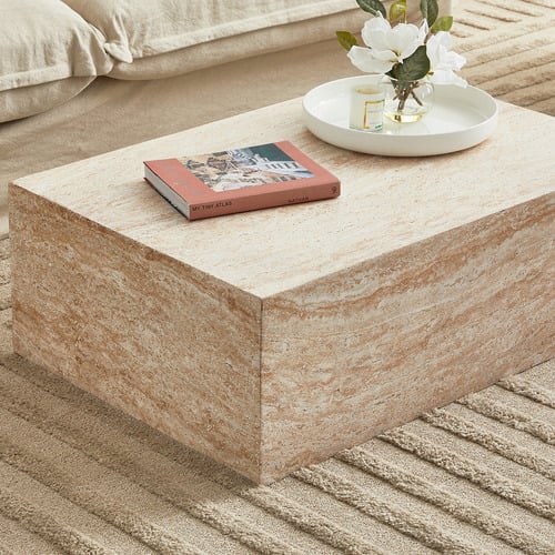 Penelope Travertine-Look Outdoor Coffee Table
