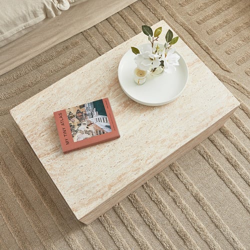 Penelope Travertine-Look Outdoor Coffee Table