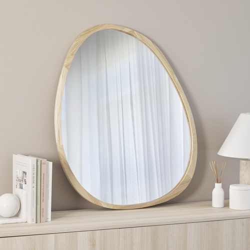 Cherryle Pebble Oak Wood Wall Mirror