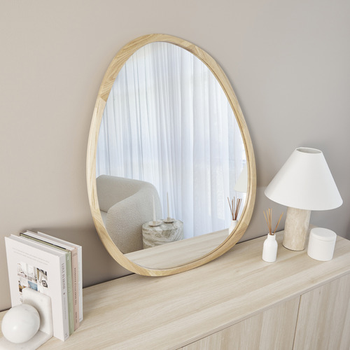 Cherryle Pebble Oak Wood Wall Mirror