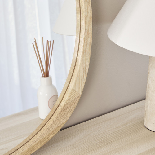 Cherryle Pebble Oak Wood Wall Mirror