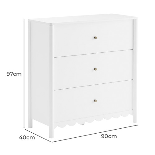White Amelie 3 Drawer Chest
