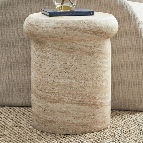 Green Sophie Travertine Look Side Table