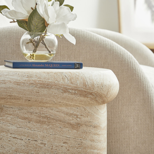 Green Sophie Travertine Look Side Table