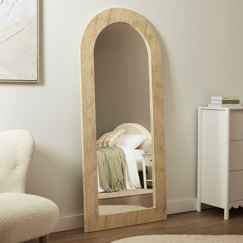 Tyler Arched Travertine-Look Full Length Mirror