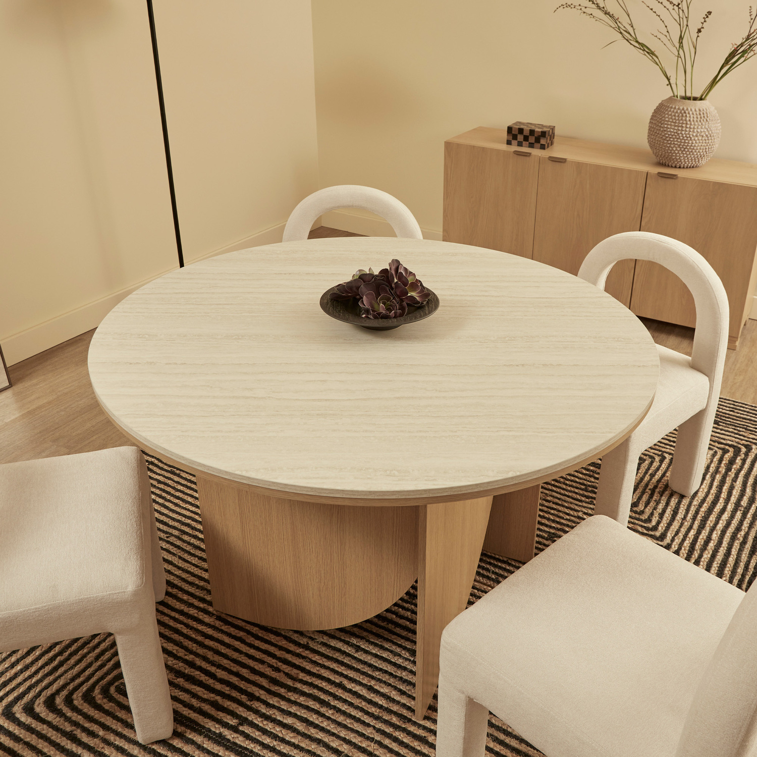 Dania Travertine-Look Dining Table