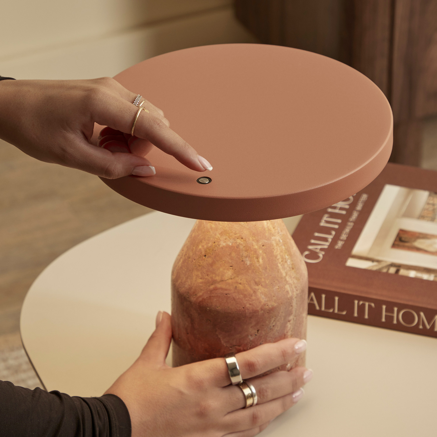 Naomi Terracotta Iron & Marble LED Touch Table Lamp