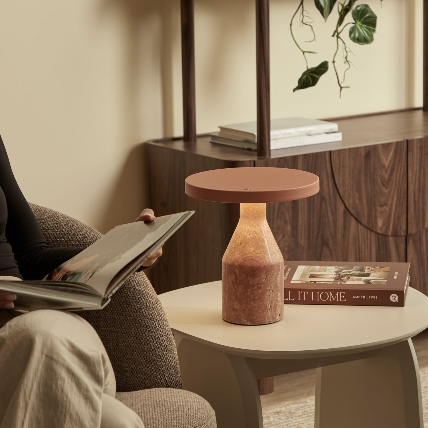 Naomi Terracotta Iron & Marble LED Touch Table Lamp
