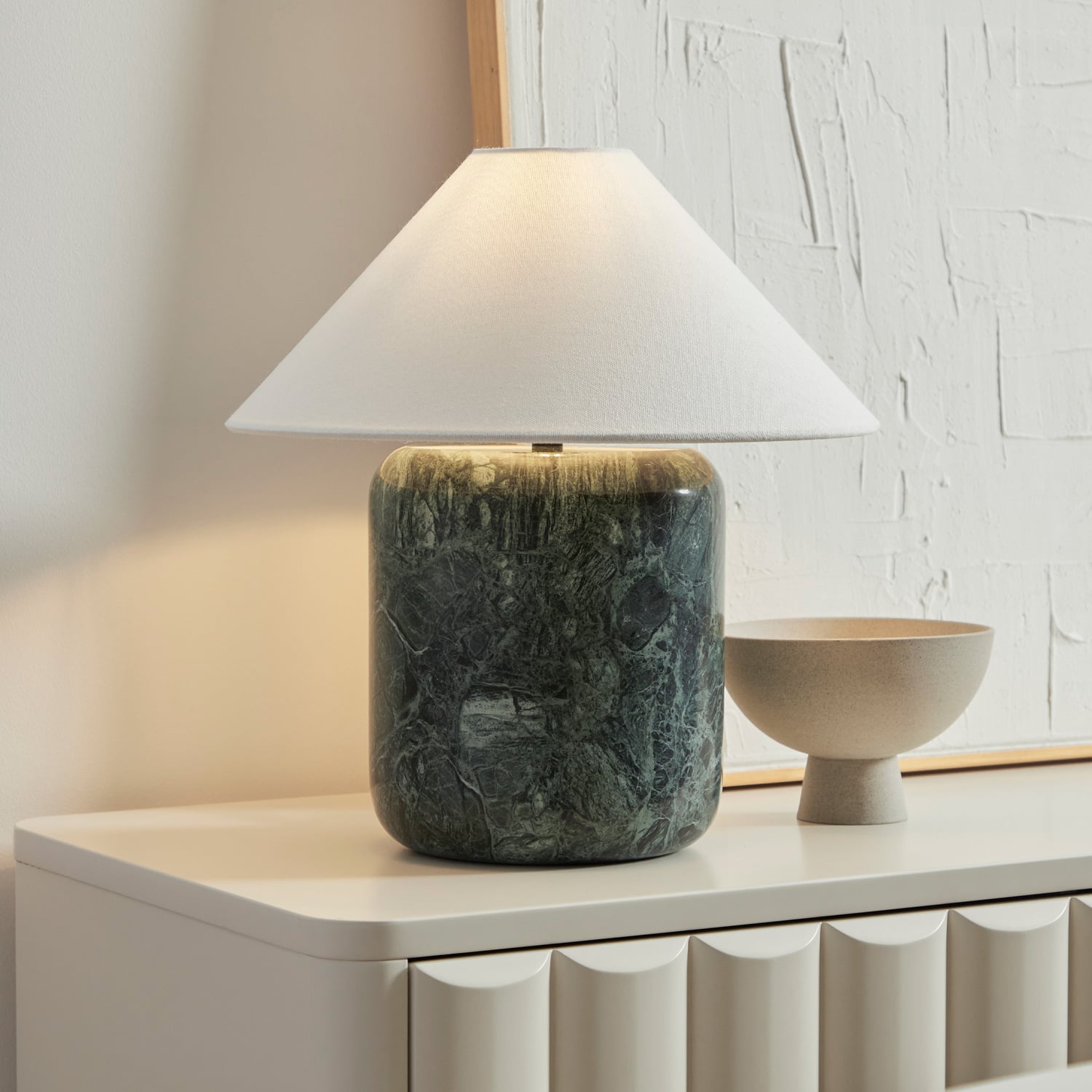 Callie Emerald Linen & Marble Table Lamp