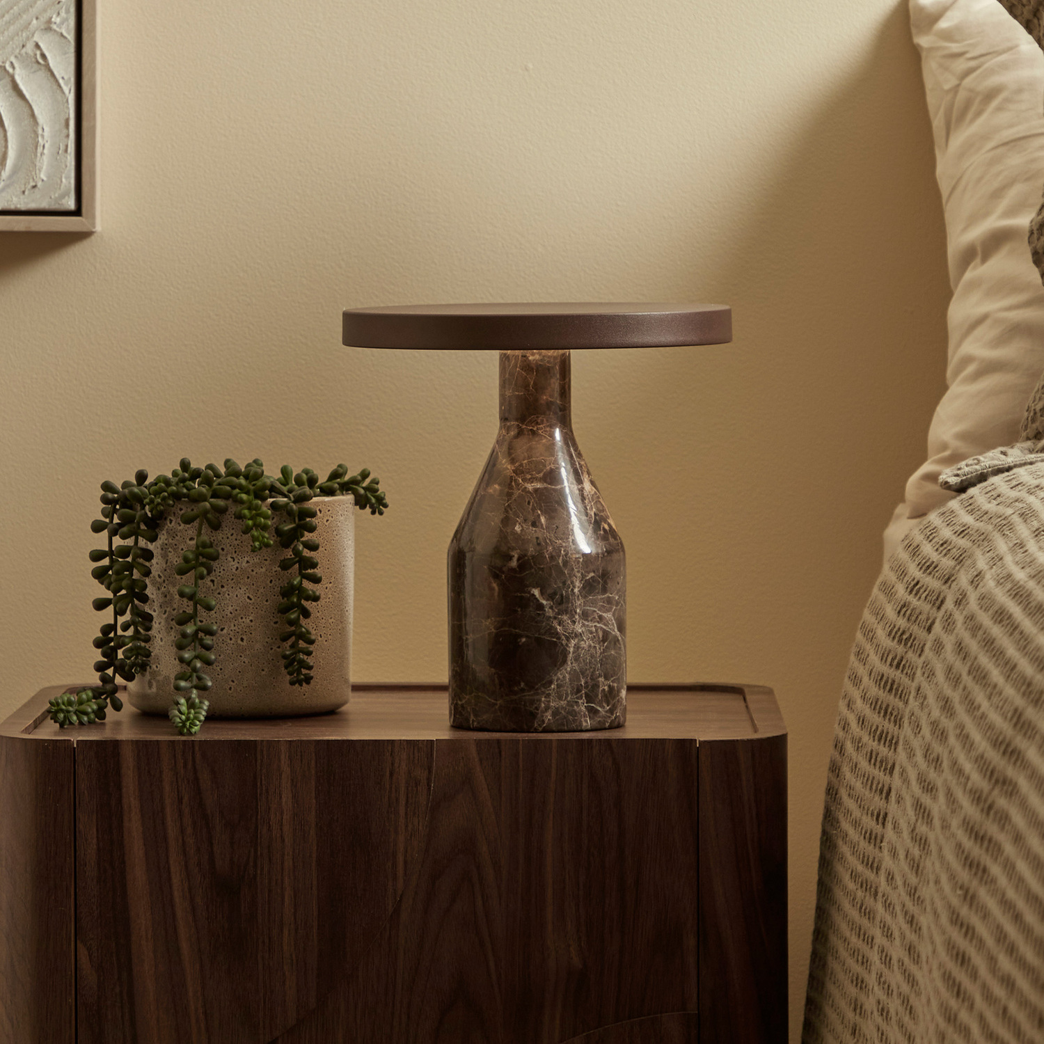 Naomi Cocoa Iron & Marble LED Touch Table Lamp