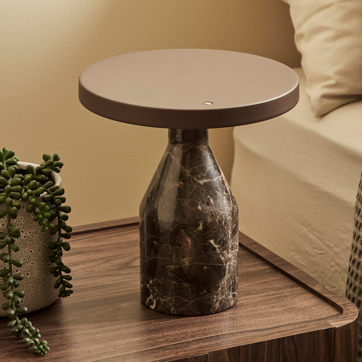 Naomi Cocoa Iron & Marble LED Touch Table Lamp