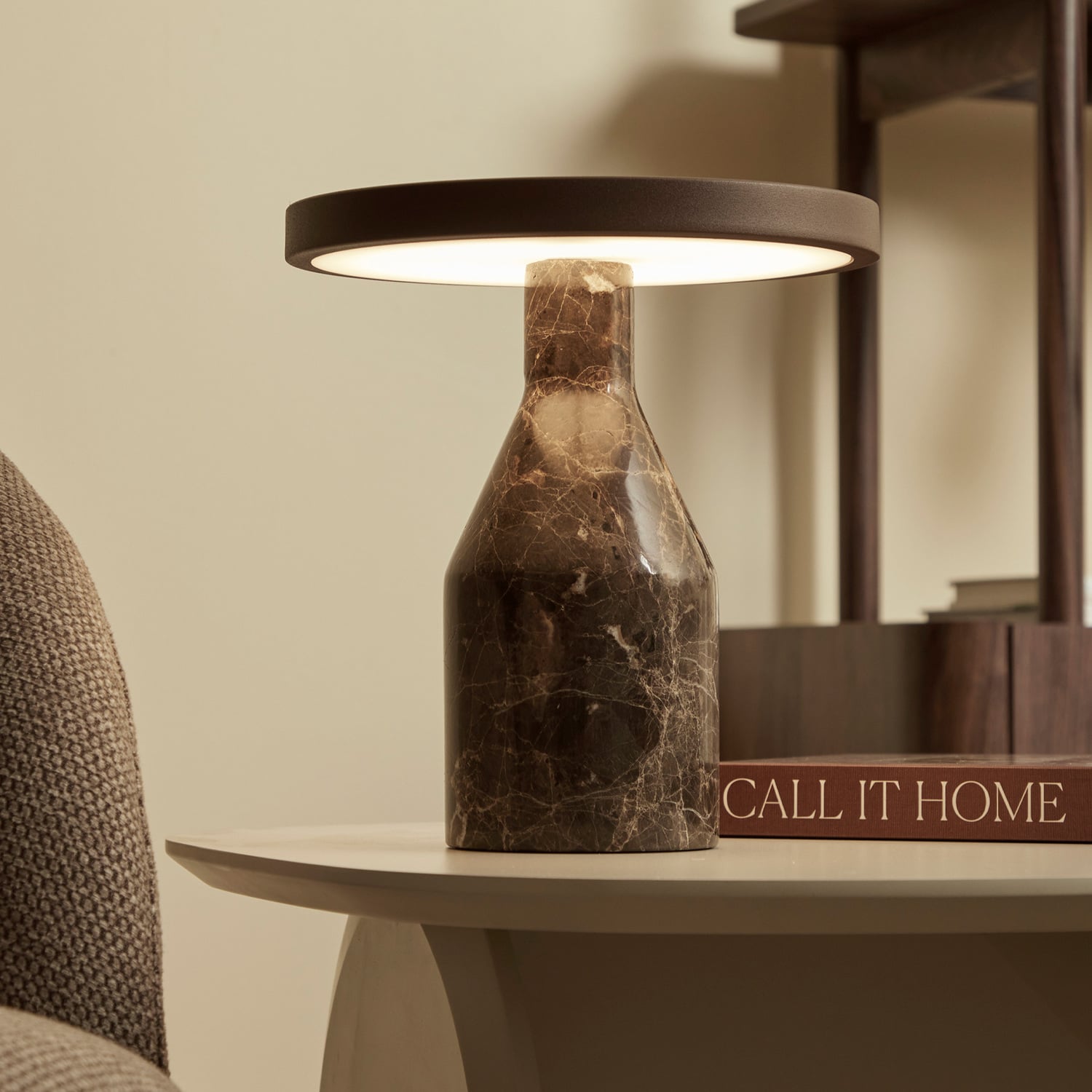 Naomi Cocoa Iron & Marble LED Touch Table Lamp