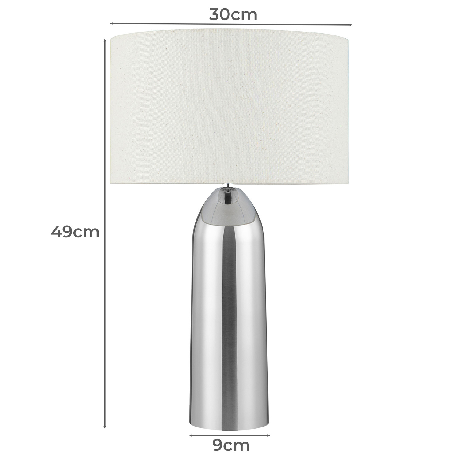 Tristan Chrome Iron & Linen Table Lamp