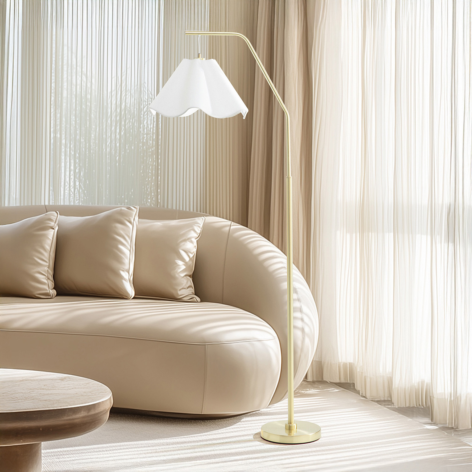 Kamryn Wavy Iron & Linen Floor Lamp