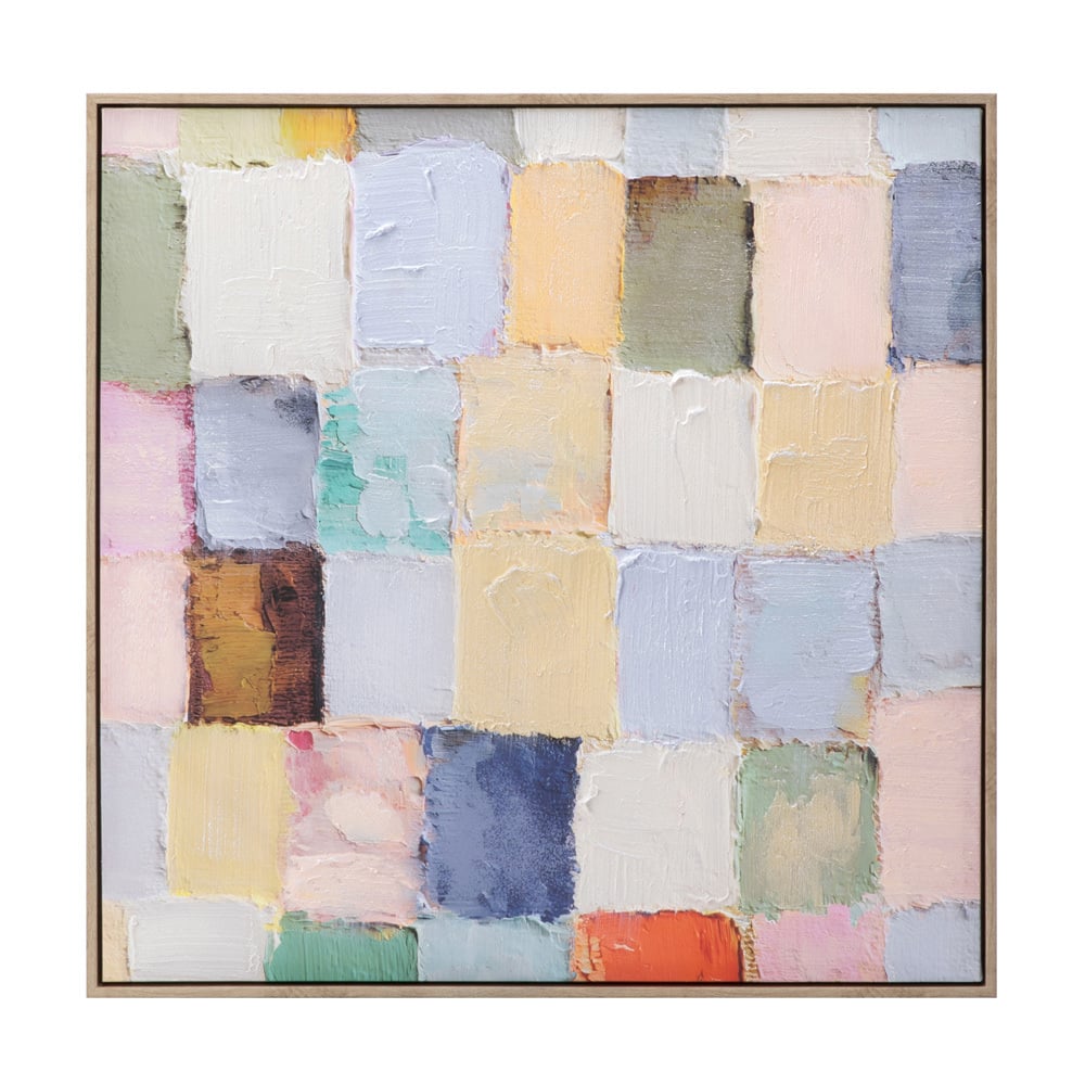 Pastel Blocks Framed Canvas Wall Art