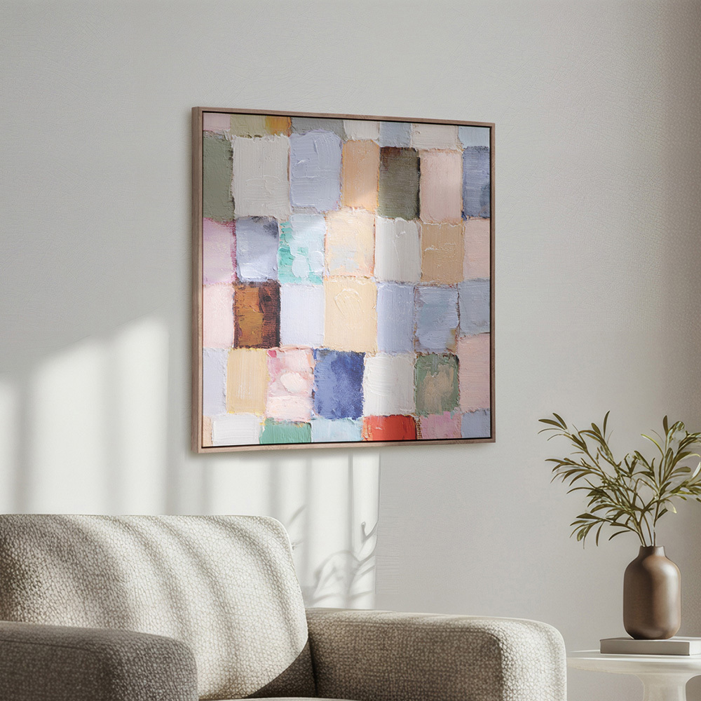 Pastel Blocks Framed Canvas Wall Art