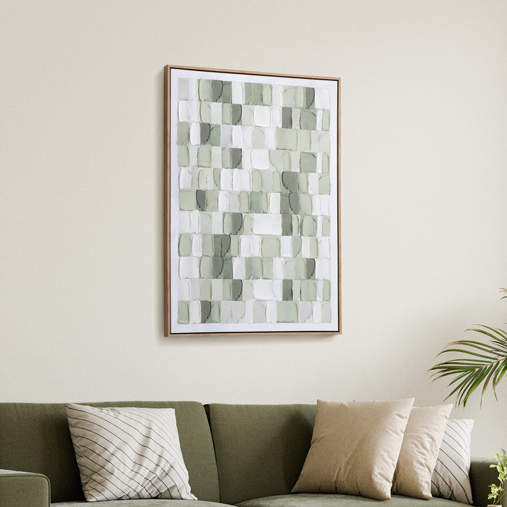 Sage Bricks Framed Canvas Wall Art