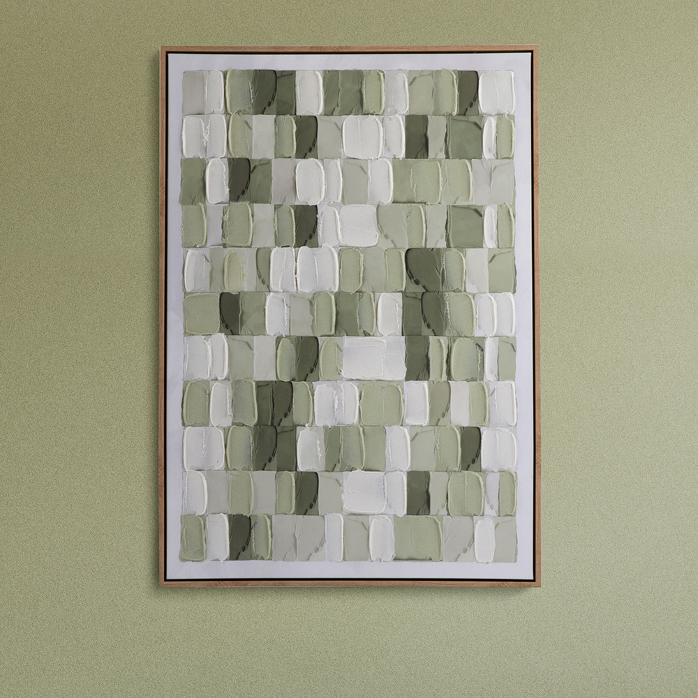 Sage Bricks Framed Canvas Wall Art