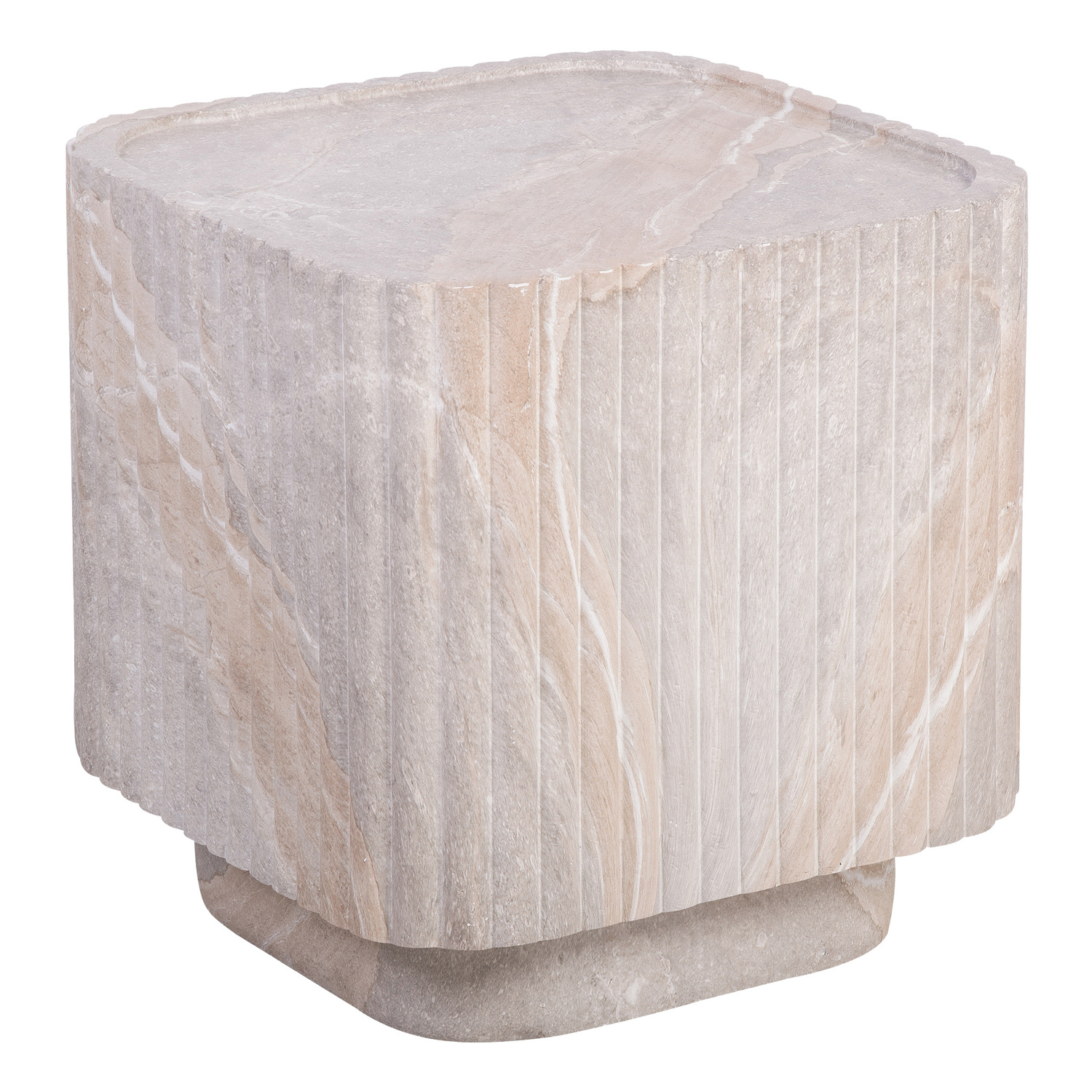 Sylvia Travertine-Look Side Table