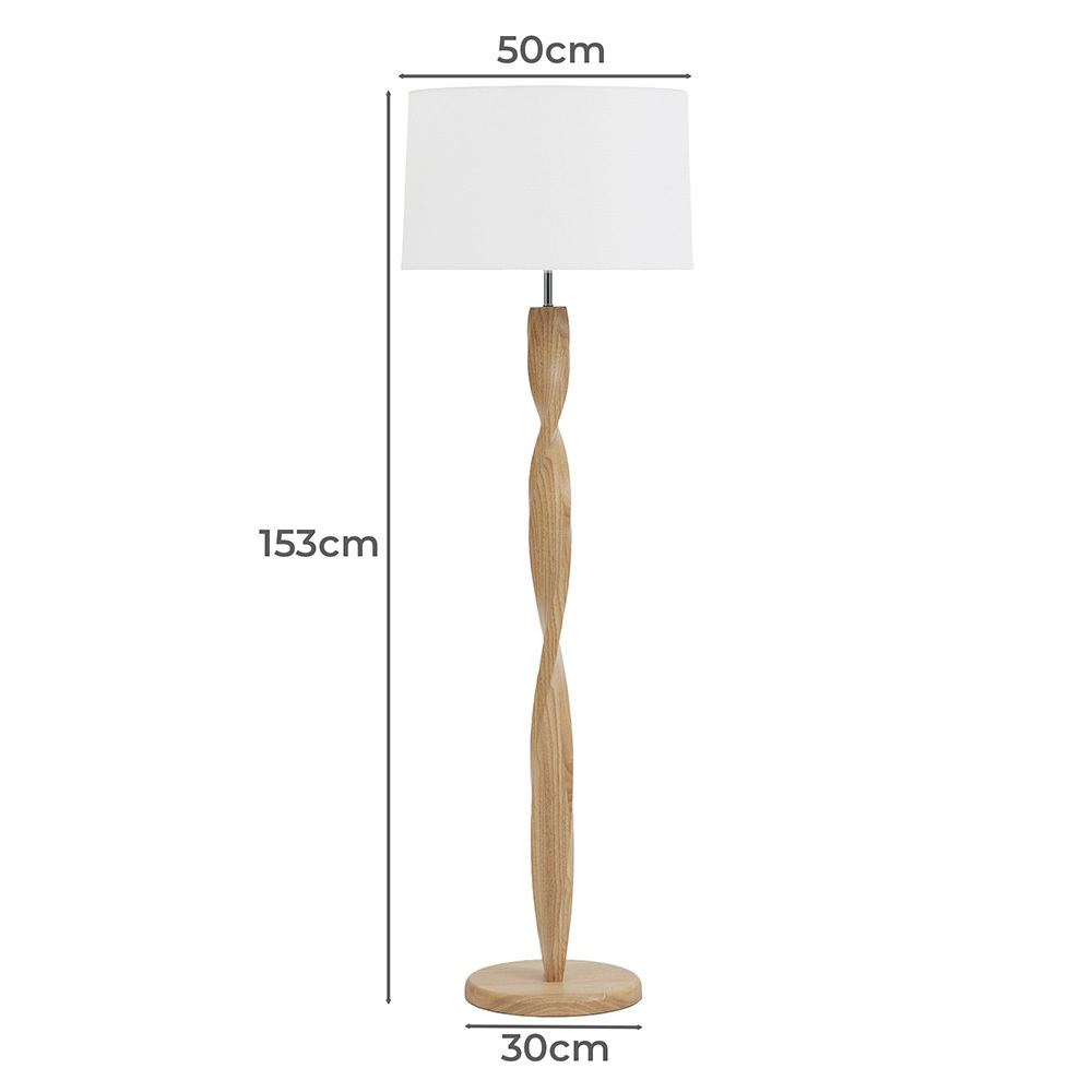 Hailey Rubberwood Floor Lamp