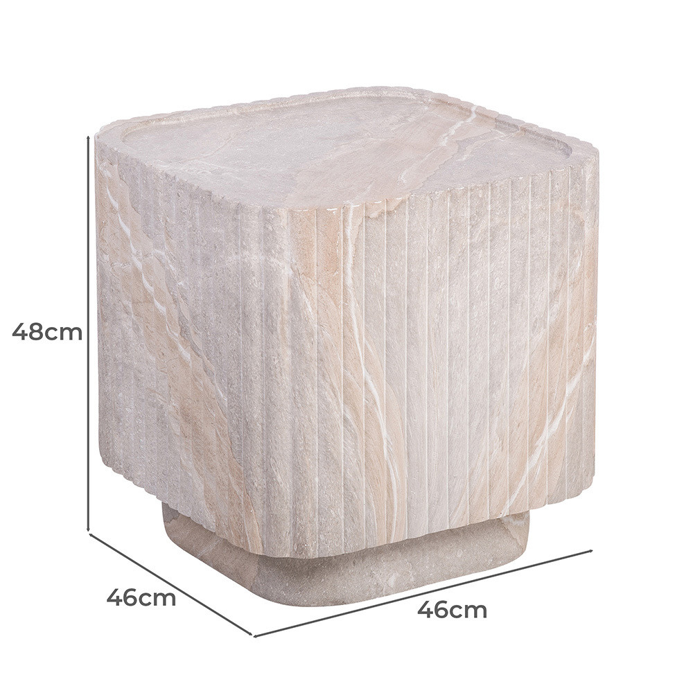Sylvia Travertine-Look Side Table