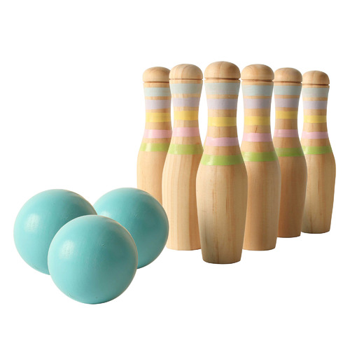 9 Piece Outdoor Skittles Bowling Game, Wooden Bowling Set Australia