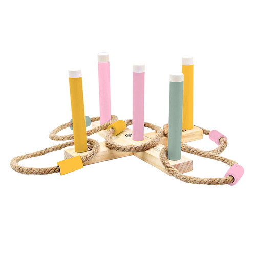 Pine Wood & Rope Quoits Outdoor Game Set