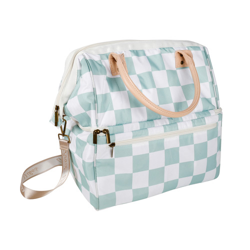 Sage Check Insulated Picnic Cooler Bag