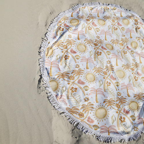 Moroccan Palm Round Beach Towel