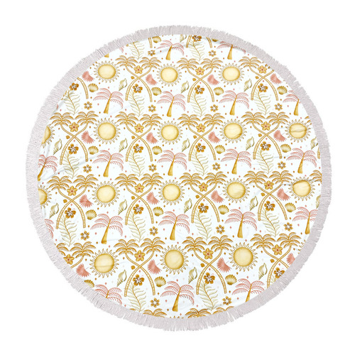 Moroccan Palm Round Beach Towel