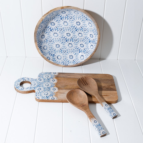 Indigo Waters Mango Wood Salad Bowl