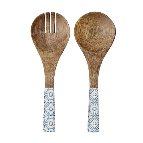 2 Piece Indigo Waters Mango Wood Salad Server Set