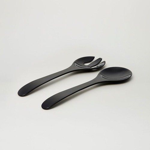 3 Piece Black Deluxe Melamine Salad Bowl & Server Set
