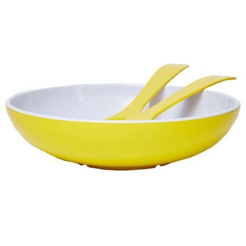 Meloware Piece Yellow Deluxe Melamine Salad Bowl Server Set