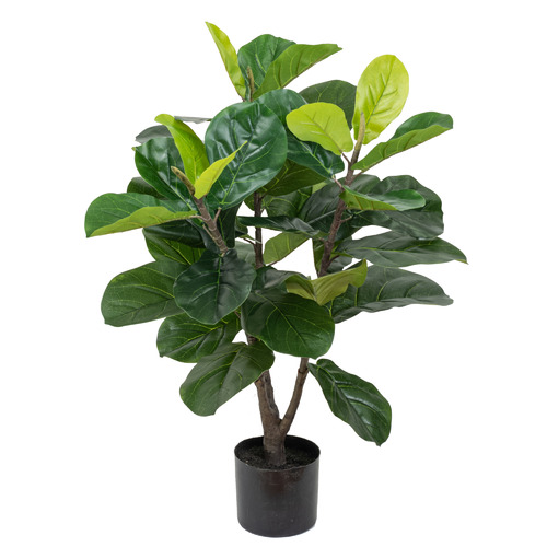 Potted Faux Fiddle Fig Leaf Plant