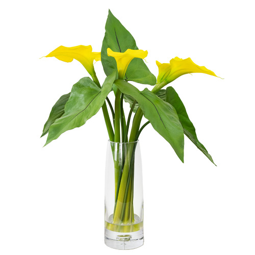 GlamorousFusion 60cm Faux Calla Lily Arrangement with Glass Vase ...