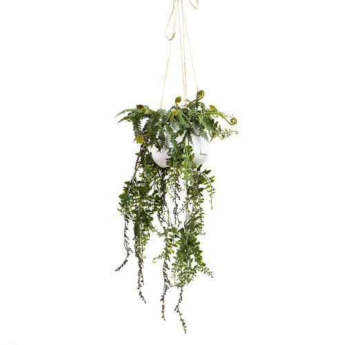 Pollen&fauna 87cm Potted Faux Hanging Barker Fern Plant 