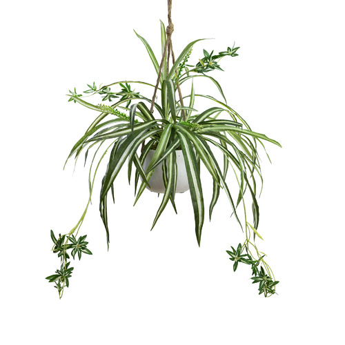 68cm Potted Faux Spider Plant in Hanging Planter