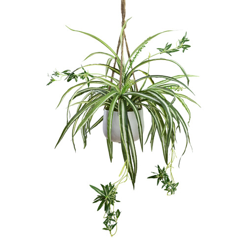 pollen&fauna 68cm Faux Spider Plant in Hanging Planter Temple & ster