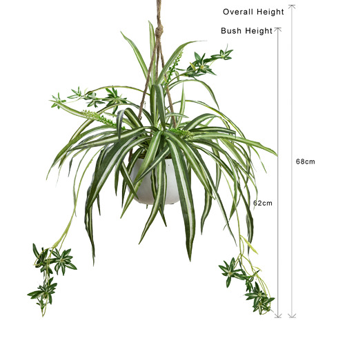 pollen&fauna 68cm Faux Spider Plant in Hanging Planter Temple & ster