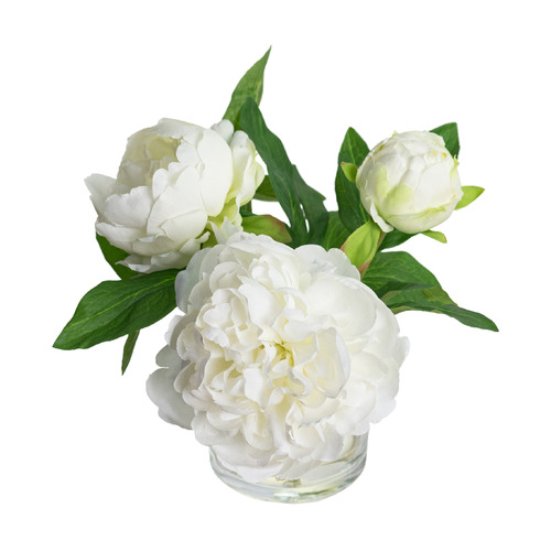 GlamorousFusion 25cm White Faux Peony Arrangement Temple & Webster